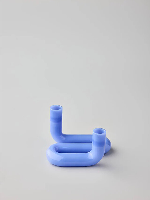 wave candle holder blue