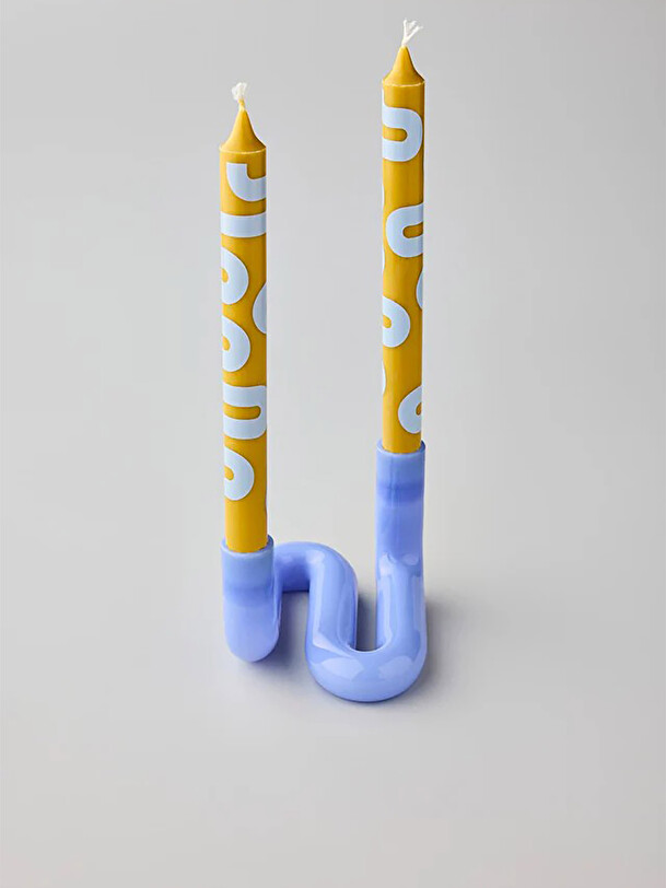 wave candle holder blue