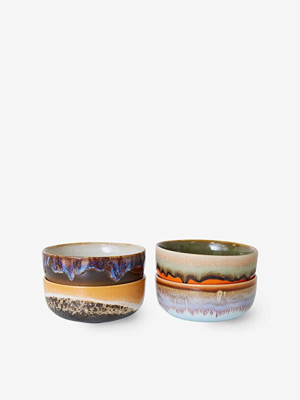 set of 4 tapas bowls 70s multicolored