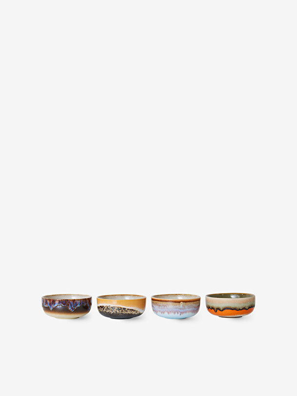 set of 4 tapas bowls 70s multicolored