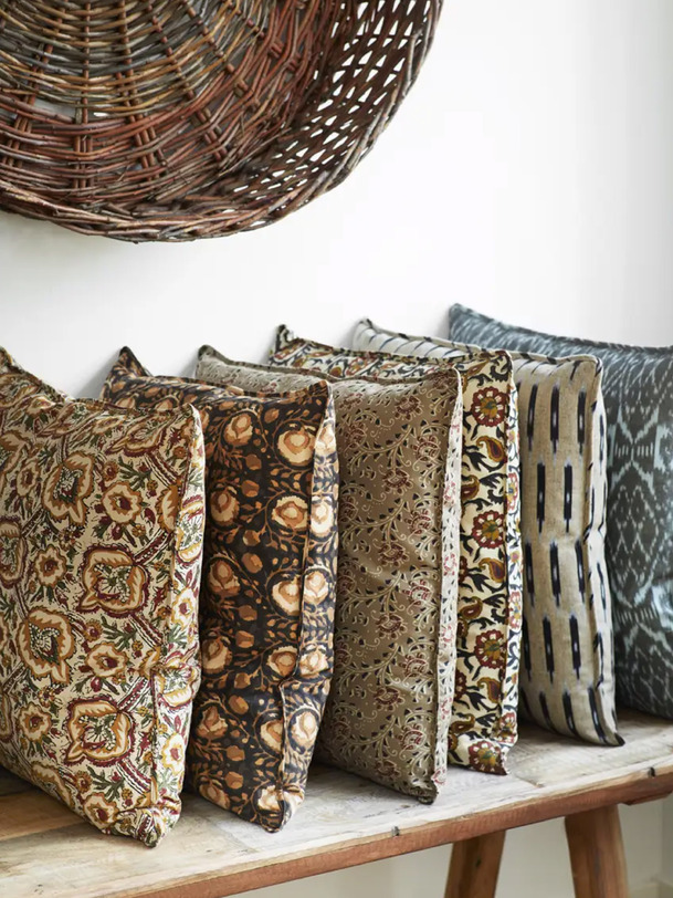 coussin print 50x50 - mme stoltz mustard