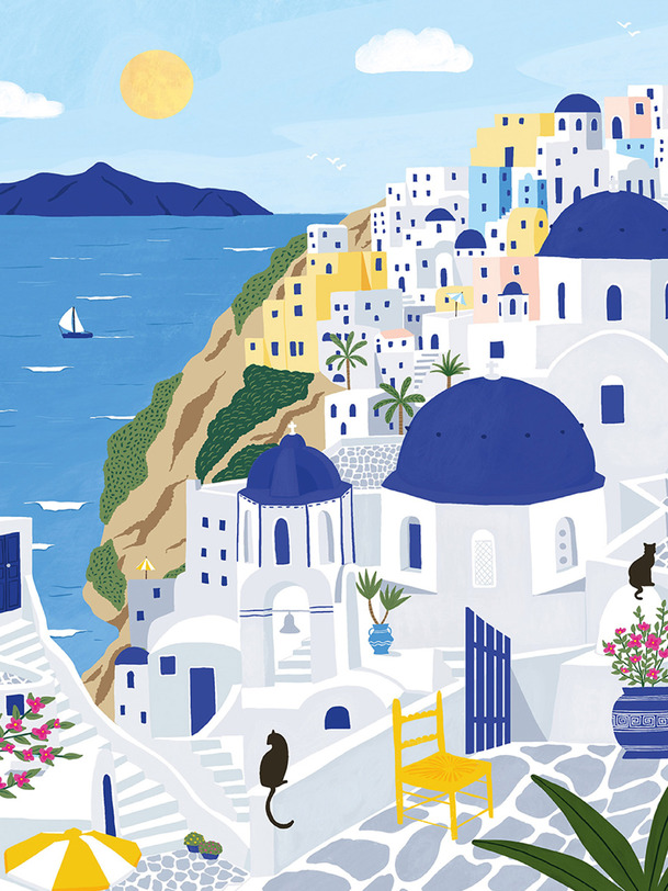 puzzle santorini 500 pieces - piece love blue