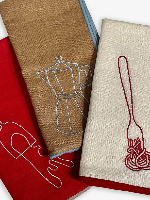 lot de 2 serviettes cafe - the eclectic lifestyle beige