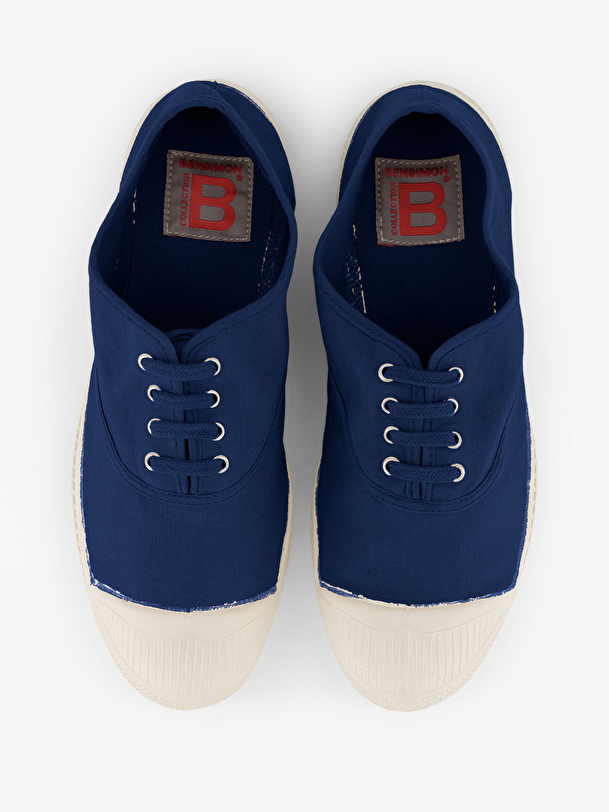 men lace-up tennis indigo
