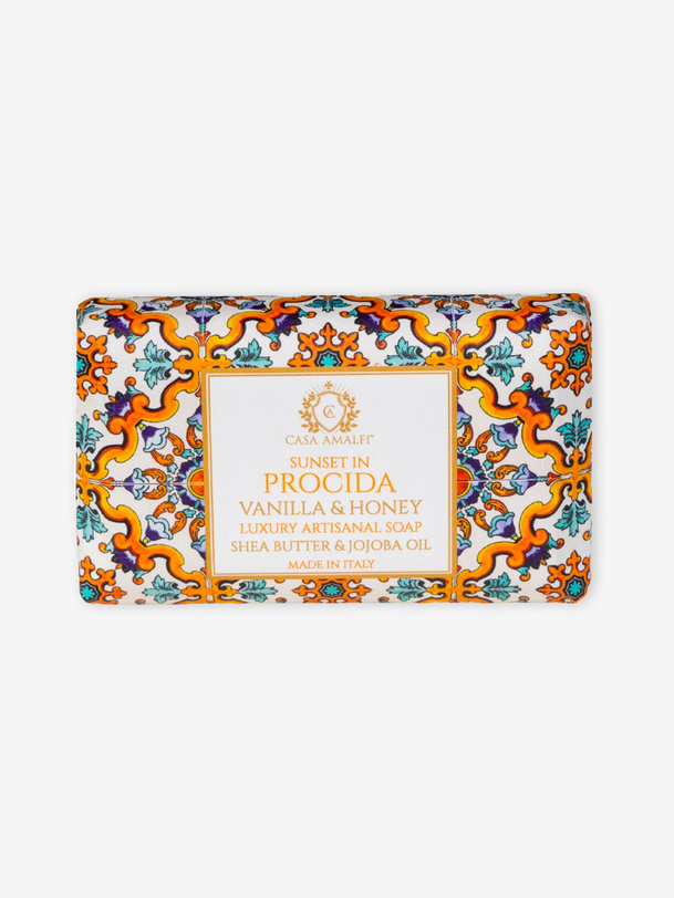 savon sunset in procida - casa amalfi orange