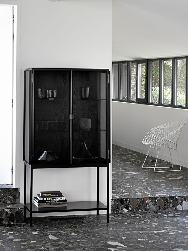 anders storage cupboard in glass and metal - 2 doors fume