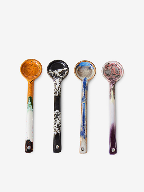 set of 4 spoons 70s multicolored