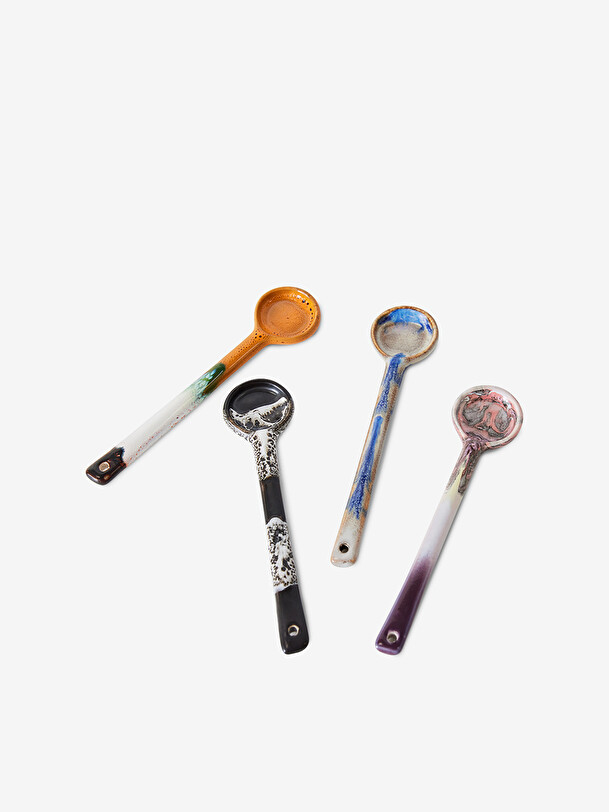 set of 4 spoons 70s multicolored