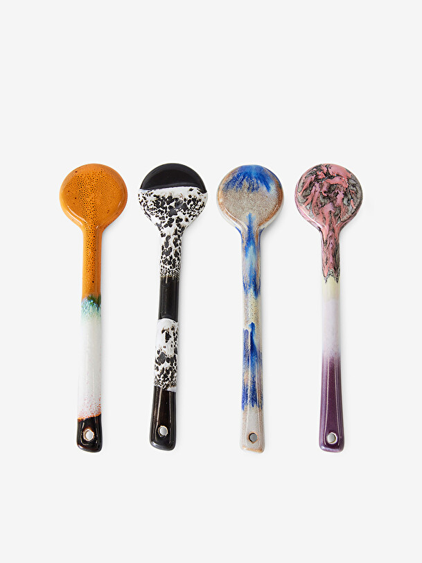 set of 4 spoons 70s multicolored