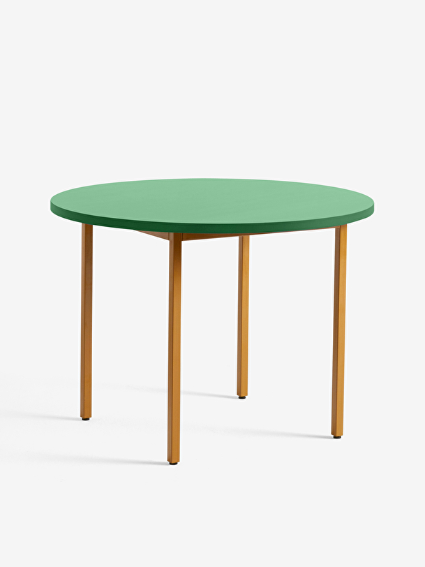 green two-tone table ochre feet green