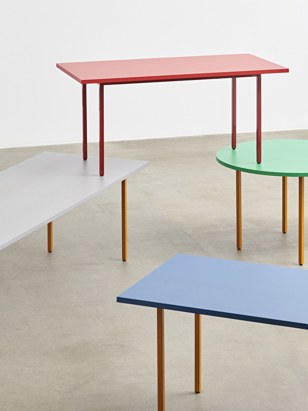 green two-tone table ochre feet green