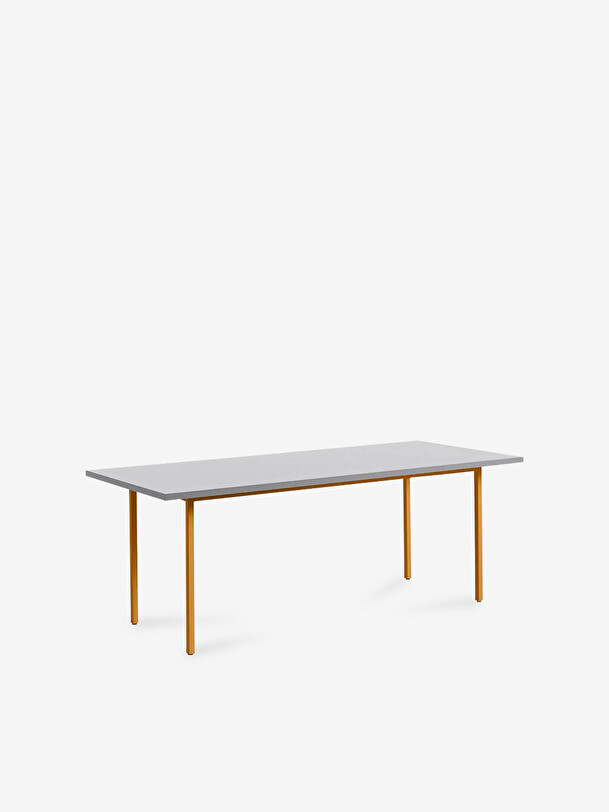 grey two-tone table ochre foot 200x90 ocher