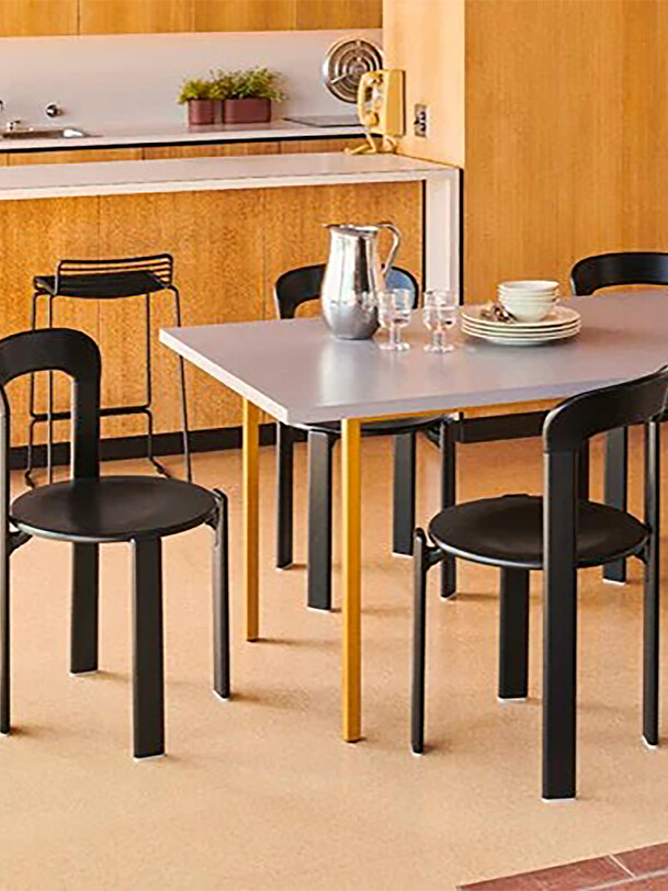 grey two-tone table ochre foot 200x90 ocher