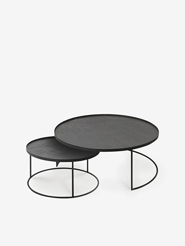 set of coffee tables with trays black