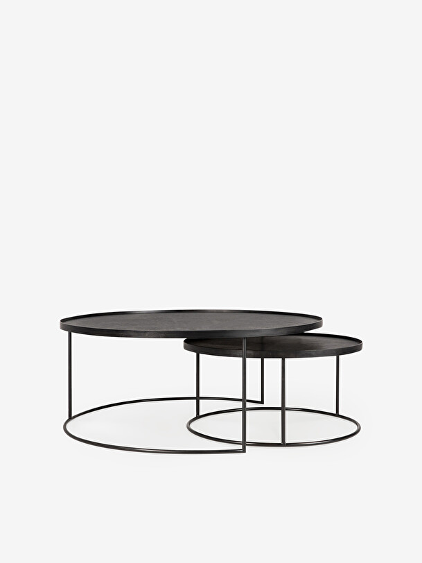 set of coffee tables with trays black