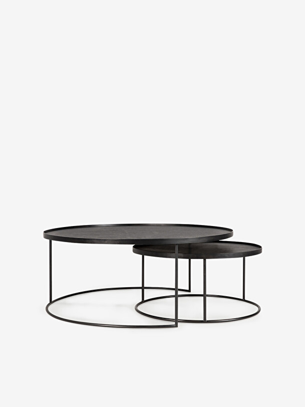 set of coffee tables with trays black