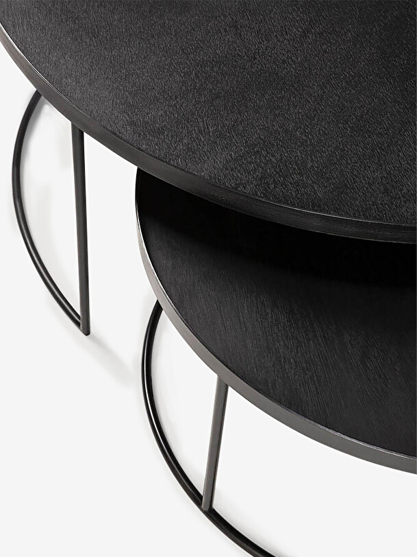 set of coffee tables with trays black