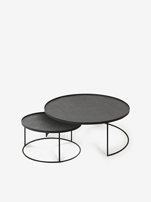 set of coffee tables with trays black