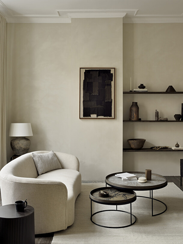 set of coffee tables with trays black