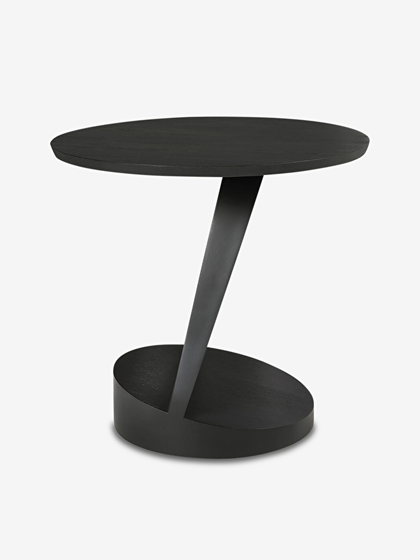 teak oblic black side table d52 cm black