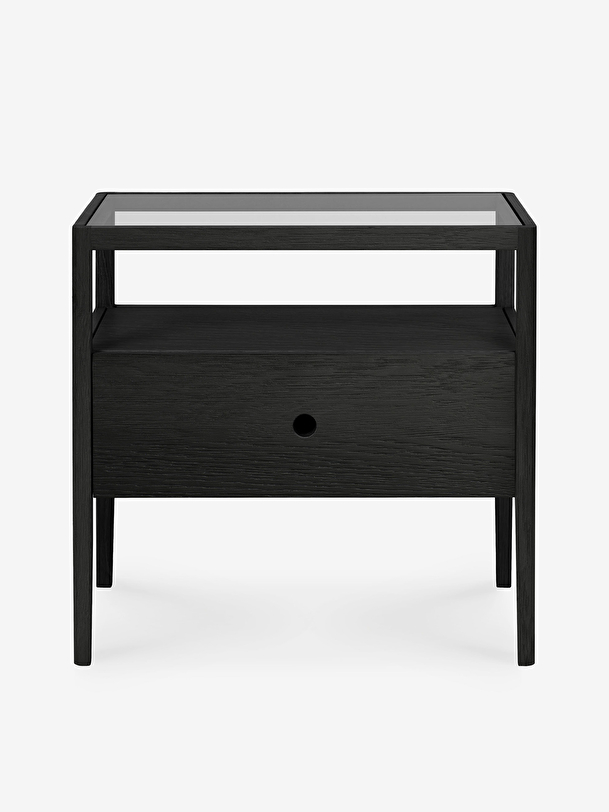 oak spindle black bedside table - 1 drawer black