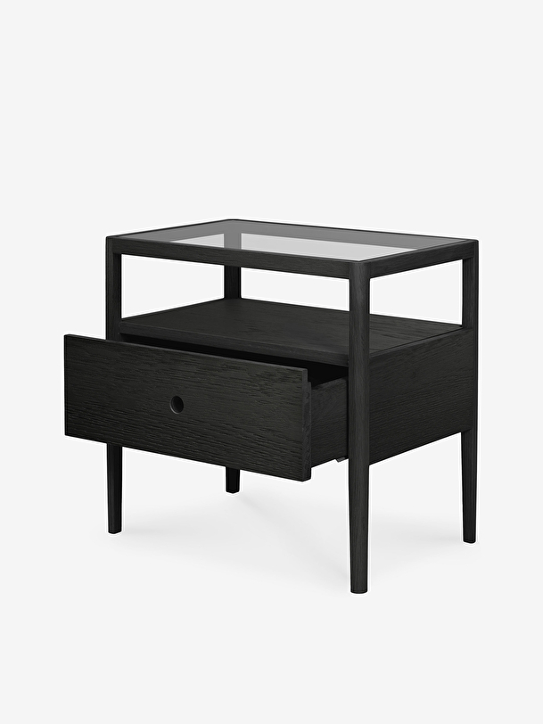oak spindle black bedside table - 1 drawer black