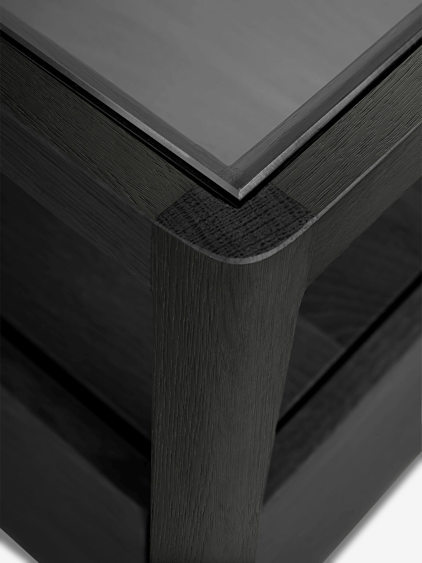 oak spindle black bedside table - 1 drawer black