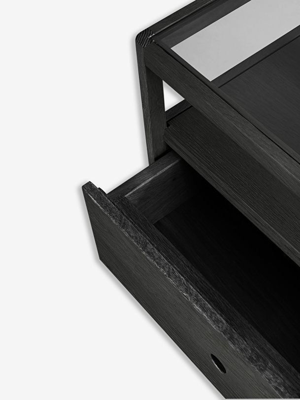 oak spindle black bedside table - 1 drawer black