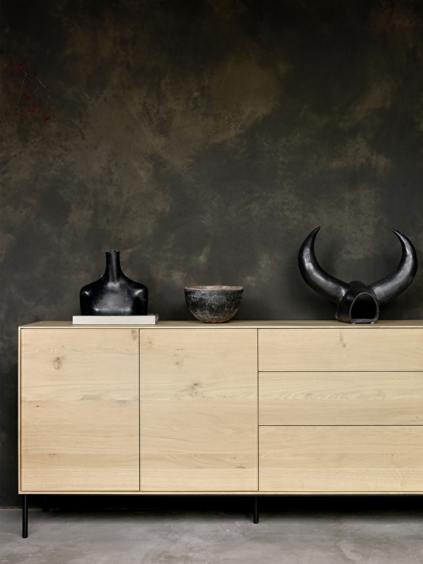 buffet whitebird en chene - 2 portes 3 tiroirs light oak