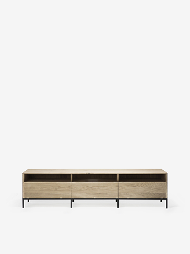 meuble tv ligna en chene - 3 tiroirs light oak
