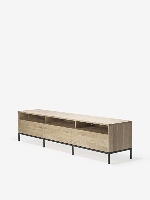 meuble tv ligna en chene - 3 tiroirs light oak