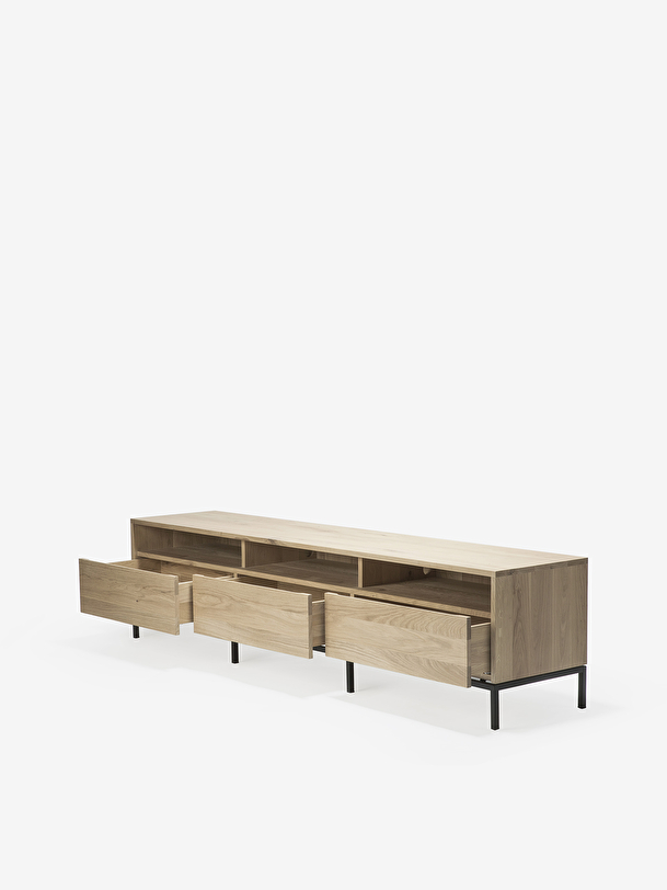 meuble tv ligna en chene - 3 tiroirs light oak