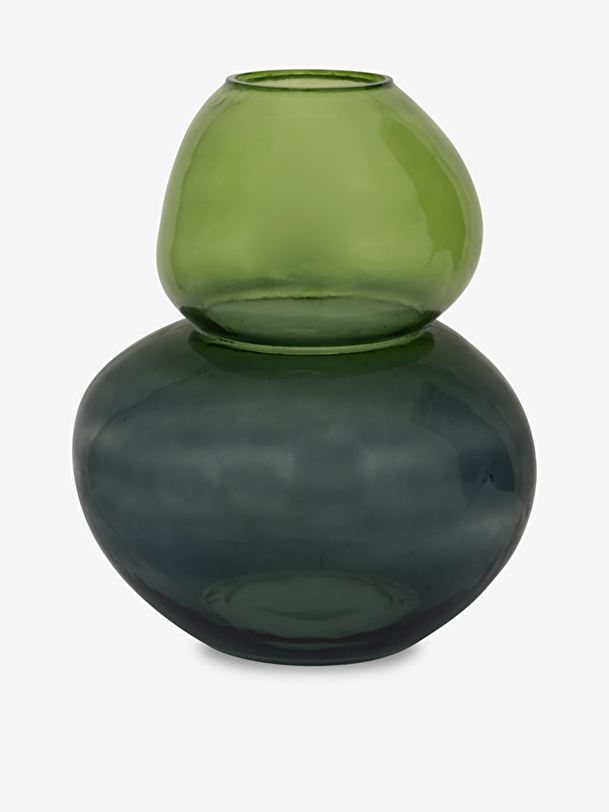 two-tone green blown glass vase green