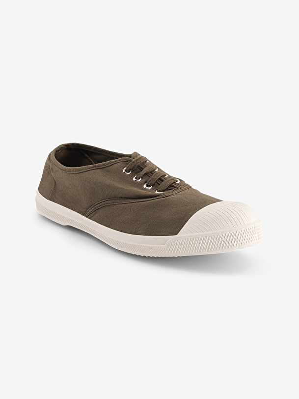 woman lace-up tennis khaki