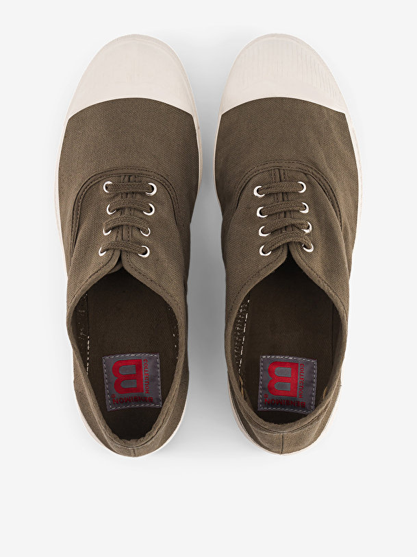 woman lace-up tennis khaki