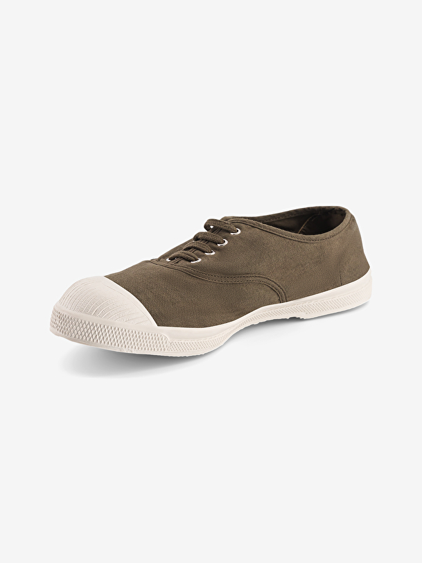 woman lace-up tennis khaki