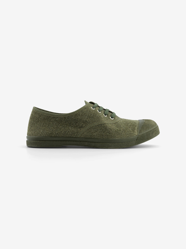 womens lace-up flannel tennis khaki