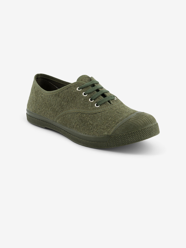 womens lace-up flannel tennis khaki