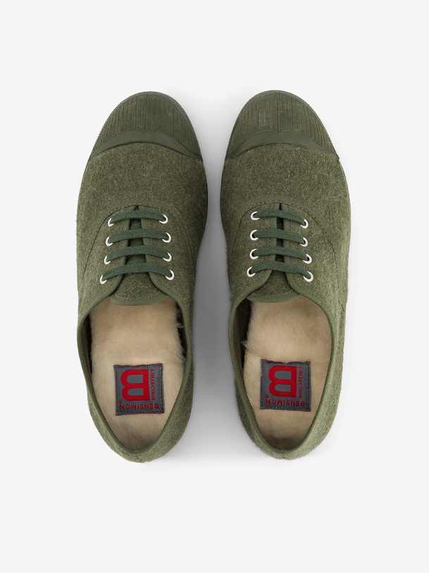womens lace-up flannel tennis khaki
