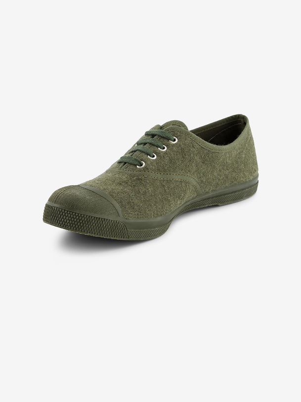 womens lace-up flannel tennis khaki