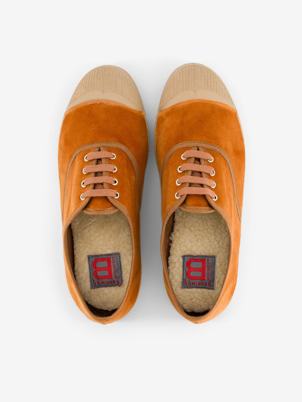 womens lace-up velour sneakers brick